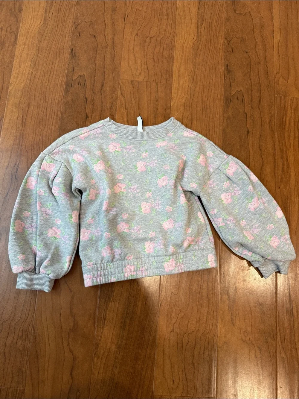 Janie and Jack Floral Gray Pink Jogger Crewneck Set Casual Comfy Cotton Blend 5